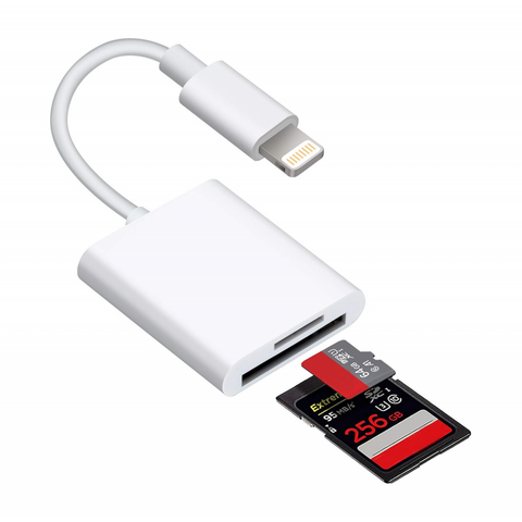 OTG adapter Lighting citac kartica TF/SD beli.