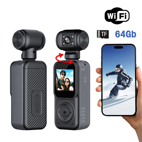 Smart akciona kamera Q5 2k sa memorijskom karticom 64Gb crna.