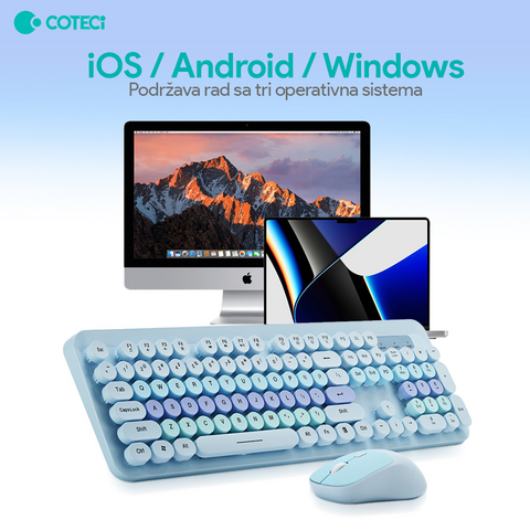 Combo mis i tastatura Coteci OF-054 pink.