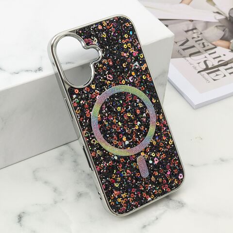 Zastitna futrola GLAM GLOW MagSafe - iPhone 16 (6.1) crna (MS).