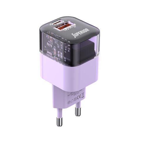 Kuciste punjaca Superior SU-P105 30W USB A+Type C ljubicasto (MS).