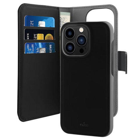 Zastitna futrola Puro novcanik 2u1 - iPhone 14 Pro Max 6.7 crna.