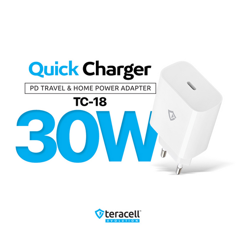 Kucni punjac Teracell Evolution TC-18 PD Fast charging 30W beli CE.