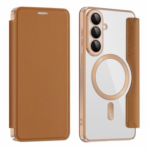 Zastitna futrola Magsafe Lux bi fold (na preklop) - Samsung S946 Galaxy S26 Plus braon.