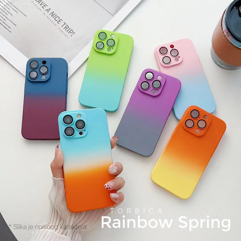 Zastitna futrola Rainbow Spring - iPhone 14 tamno plavo bordo.