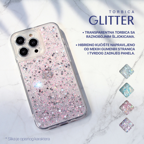 Zastitna futrola Glitter - iPhone 15 Pro Max 6.7 roze.