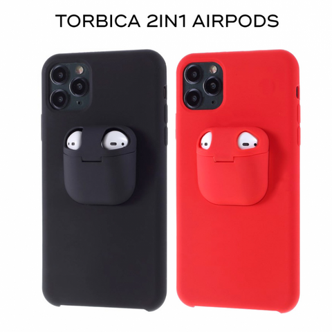 Zastitna futrola 2in1 airpods - iPhone 11 Pro Max 6.5 crna.