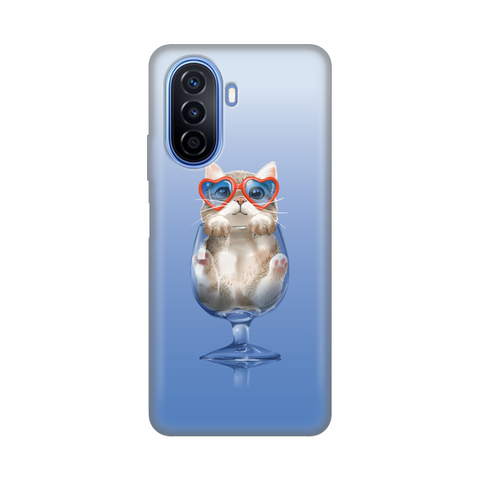 PRINT silikonska futrola - Huawei nova Y70 Funny Cat.