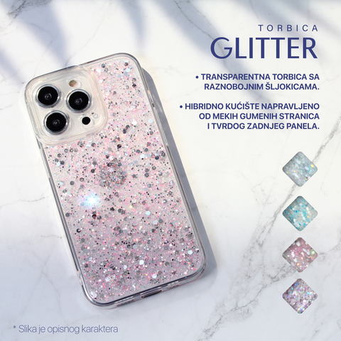 Zastitna futrola Glitter - iPhone 15 Pro Max 6.7 plava.