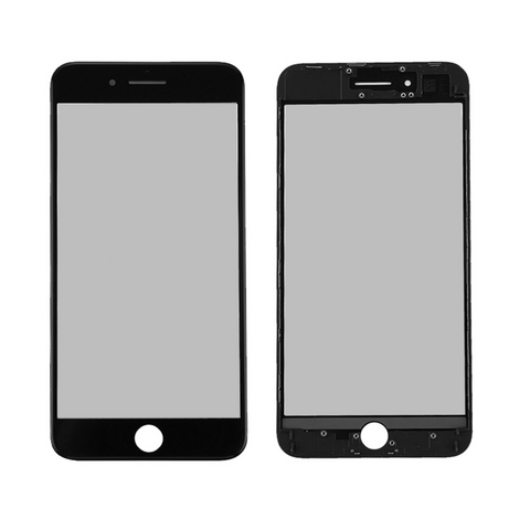 Staklo touchscreen-a + okvir + OCA + polarizator - Iphone 8 Plus Crno (Crown Quality).