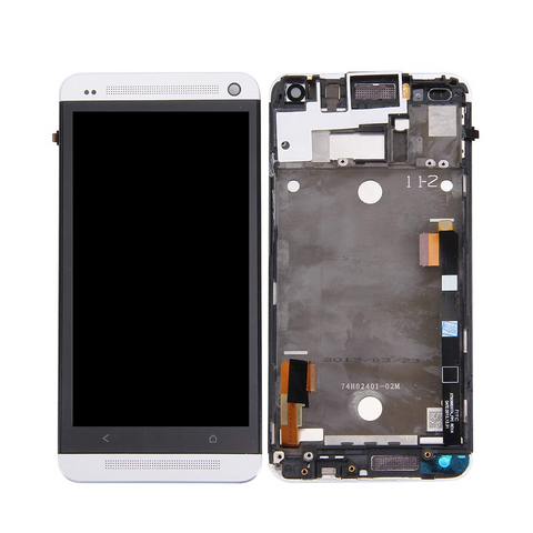 LCD ekran (displej) - HTC ONE/M7+touch screen+frame sivi SPO.