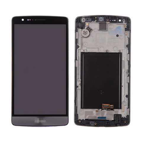 LCD ekran (displej) - LG G3/D855+touch screen sivi+frame+vibro+zvucnik+hf konektor SPO SH.
