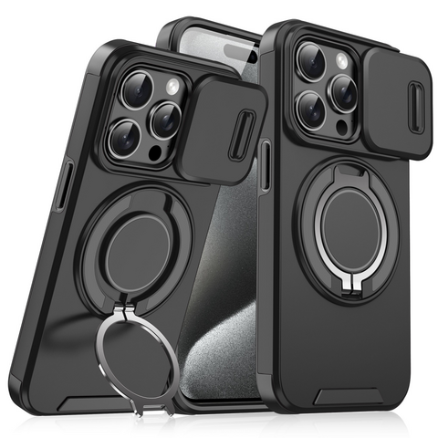 Zastitna futrola CamShield Ring stand - iPhone 15 Pro 6.1 crna.