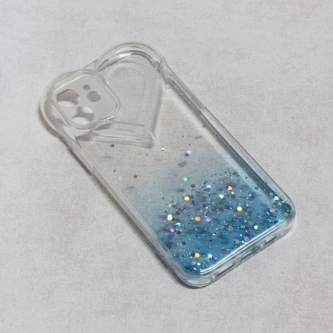 Zastitna futrola Heart Glitter - iPhone 12 6.1 plava.