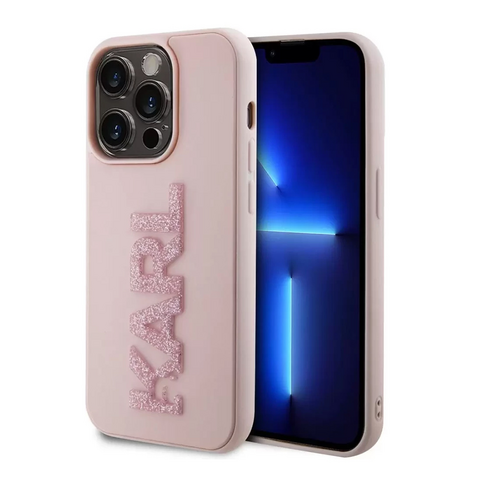 Zastitna futrola Karl Lagerfeld 3D Rubber Glitter Logo - iPhone 15 Pro Max 6.7 roze (KLHCP15X3DMBKCP).