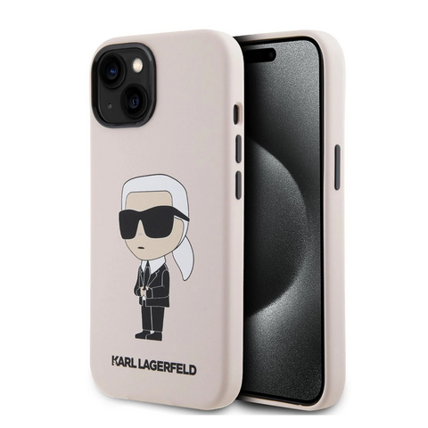 Zastitna futrola Karl Lagerfeld Hc Silicone NFT Ikonik - iPhone 15 roze (KLHCP15SSNIKBCP).