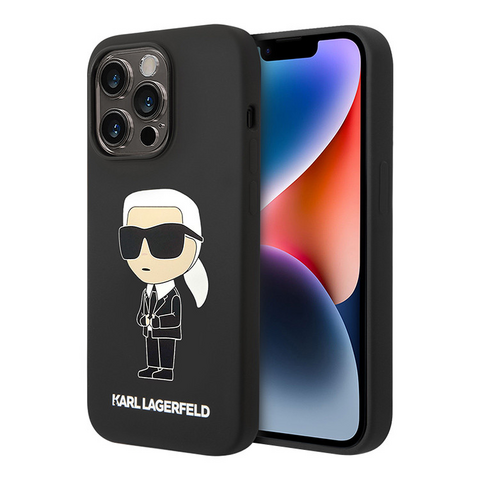 Zastitna futrola Karl Lagerfeld Hc Silicone NFT Ikonik - iPhone 15 Pro 6.1 crna (KLHCP15LSNIKBCK).