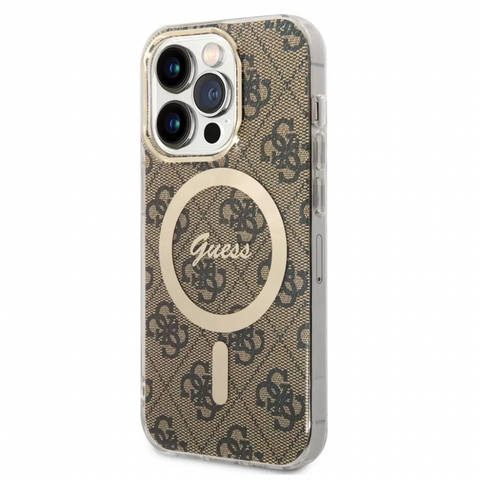Zastitna futrola Guess Hc Magsafe IML 4G Pattern - iPhone 15 Pro 6.1 braon (GUHMP15LH4STW).