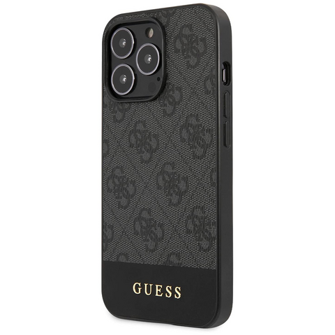 Zastitna futrola Guess Hc PC/TPU 4G Pu Bottom Stripe - iPhone 15 Pro 6.1 siva (GUHCP15LG4GLGR).