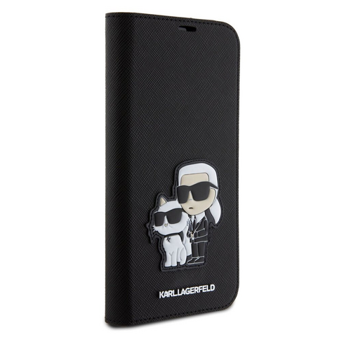 Zastitna futrola Karl Lagerfeld Saffiano BP Nft Karl&Choupette - iPhone 15 Pro Max 6.7 crna (KLBKP15XSANKCPK).