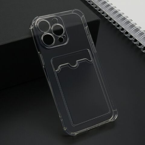 Zastitna futrola Transparent CARD POCKET - iPhone 15 Pro Max (6.7) siva (MS).