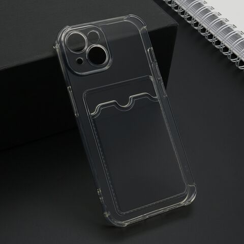 Zastitna futrola Transparent CARD POCKET - iPhone 15 siva (MS).