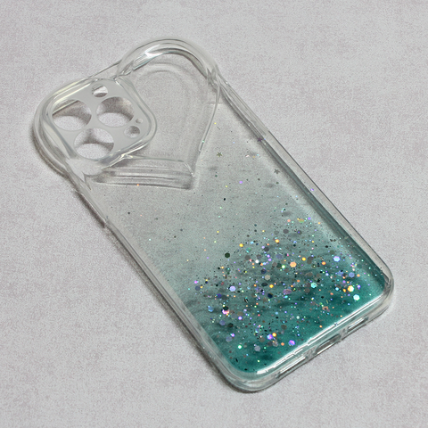 Zastitna futrola Heart Glitter - iPhone 13 Pro Max 6.7 mint.