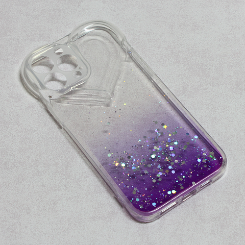 Zastitna futrola Heart Glitter - iPhone 13 Pro Max 6.7 ljubicasta.