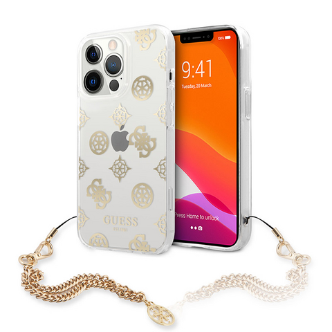 Zastitna futrola Guess Hc Pc Chain Handle Peony - iPhone 13 Pro zlatna (GUHCP13LKSPEGO).