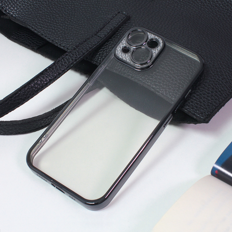 Zastitna futrola Silikon Camera Diamond iPhone 14 Plus crna.