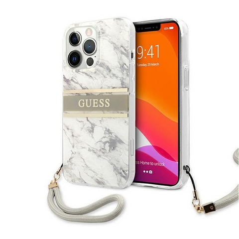 Zastitna futrola Guess Marble Strap - iPhone 13 Pro Max 6.7 siva (GUHCP13XKMABGR).