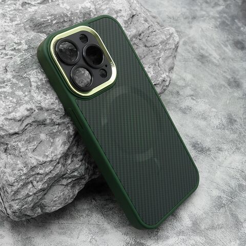 Zastitna futrola CARBON MagSafe - iPhone 15 Pro (6.1) zelena (small camera) (MS).