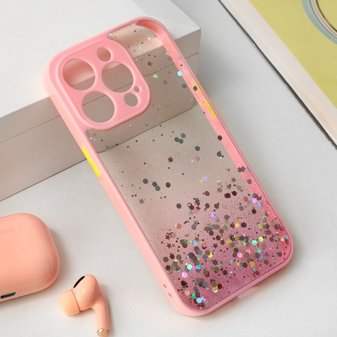 Zastitna futrola okvir Glitter - iPhone 15 Pro 6.1 roze.