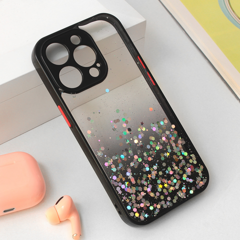 Zastitna futrola okvir Glitter - iPhone 15 Pro 6.1 crna.