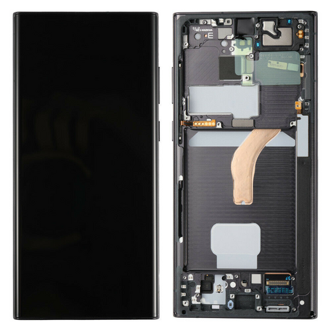 LCD ekran (displej) - Samsung S908/Galaxy S22 Ultra + touchscreen + okvir crni OLED.