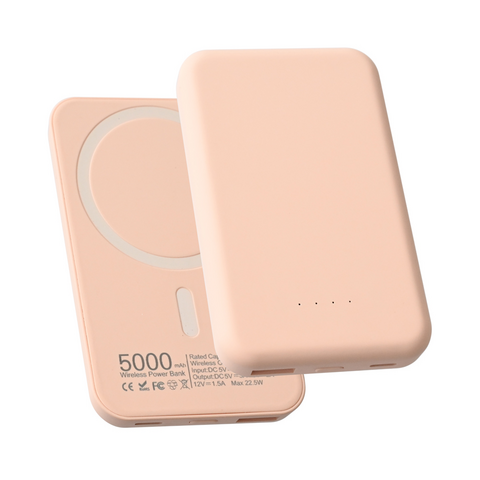 Back Up baterija (univerzalna) prenosiva baterija Magsafe PD 5000 mAh roze.