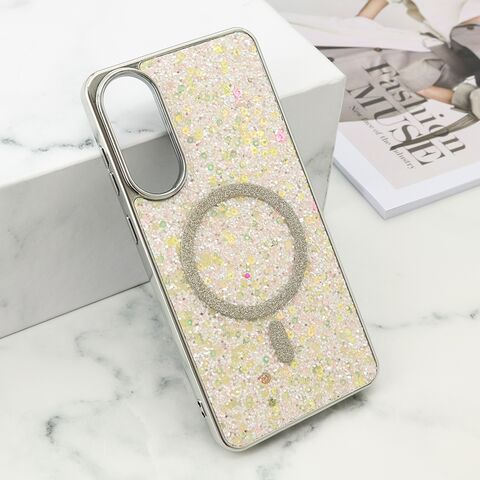 Futrole GLAM GLOW MagSafe - Samsung S937 Galaxy S25 Edge 5G srebrna (MS).